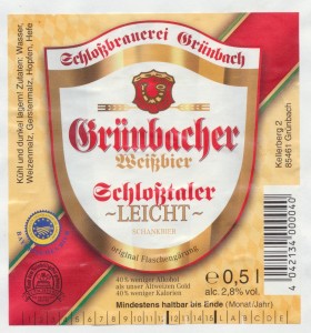 Grünbacher Weißbier Schloßthaler Leicht