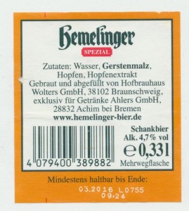 Hemelinger Spezial Schankbier