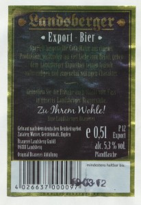 Landsberger Export- Bier